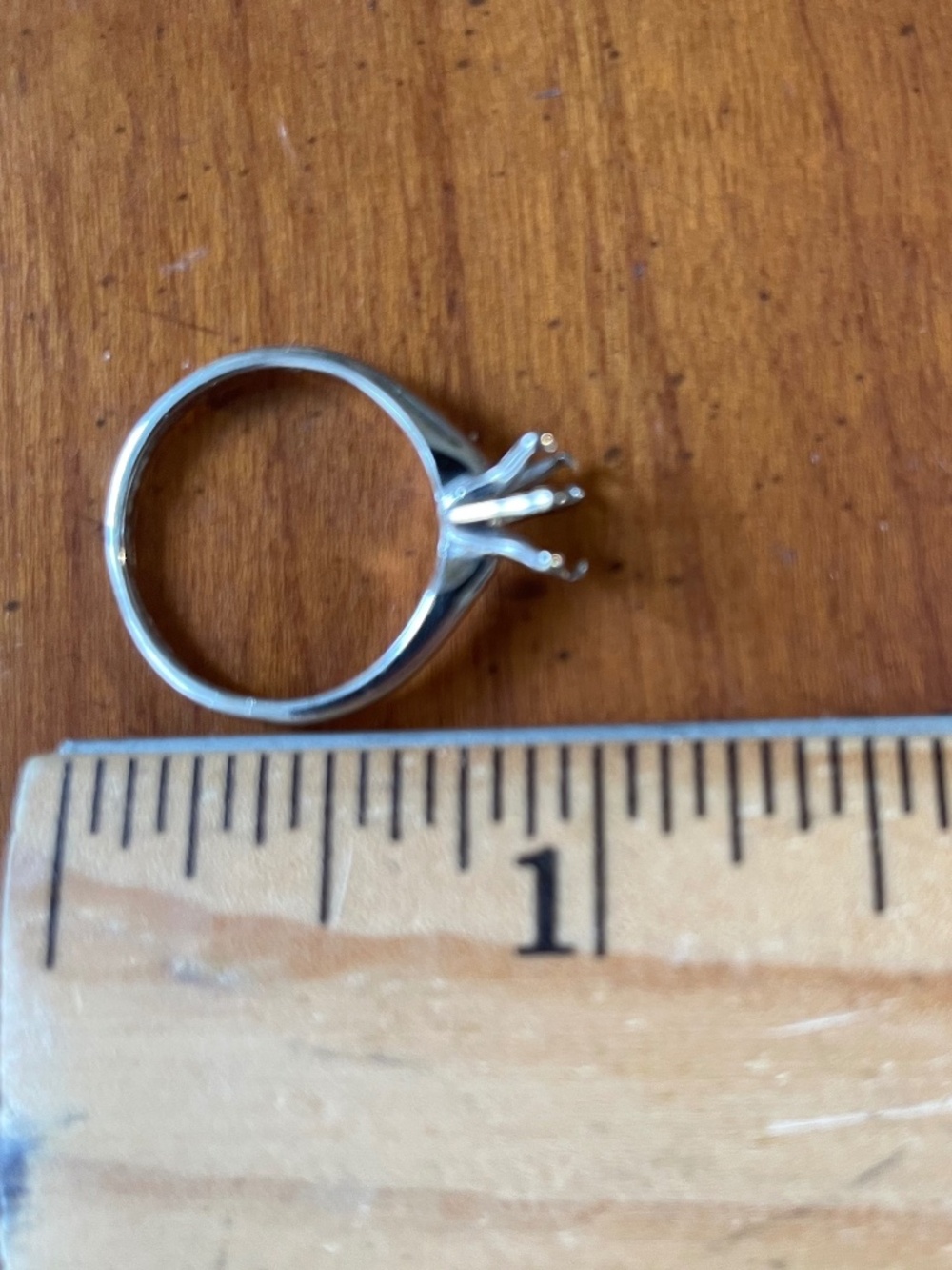 White Gold 6-prong Solitaire Ring Setting / Ring Blank, Size 5.5 - Picture 7 of 9